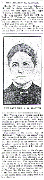 Charity (nee Long) Walton Obit